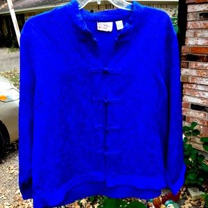 Chico’s Sz 3 Blue Silk Blouse